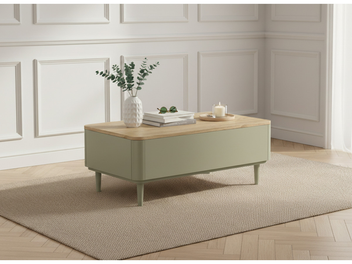 Ensemble ANYRA avec buffet 200 cm + meuble TV 200 cm + table basse avec tiroirs pieds en bois massif