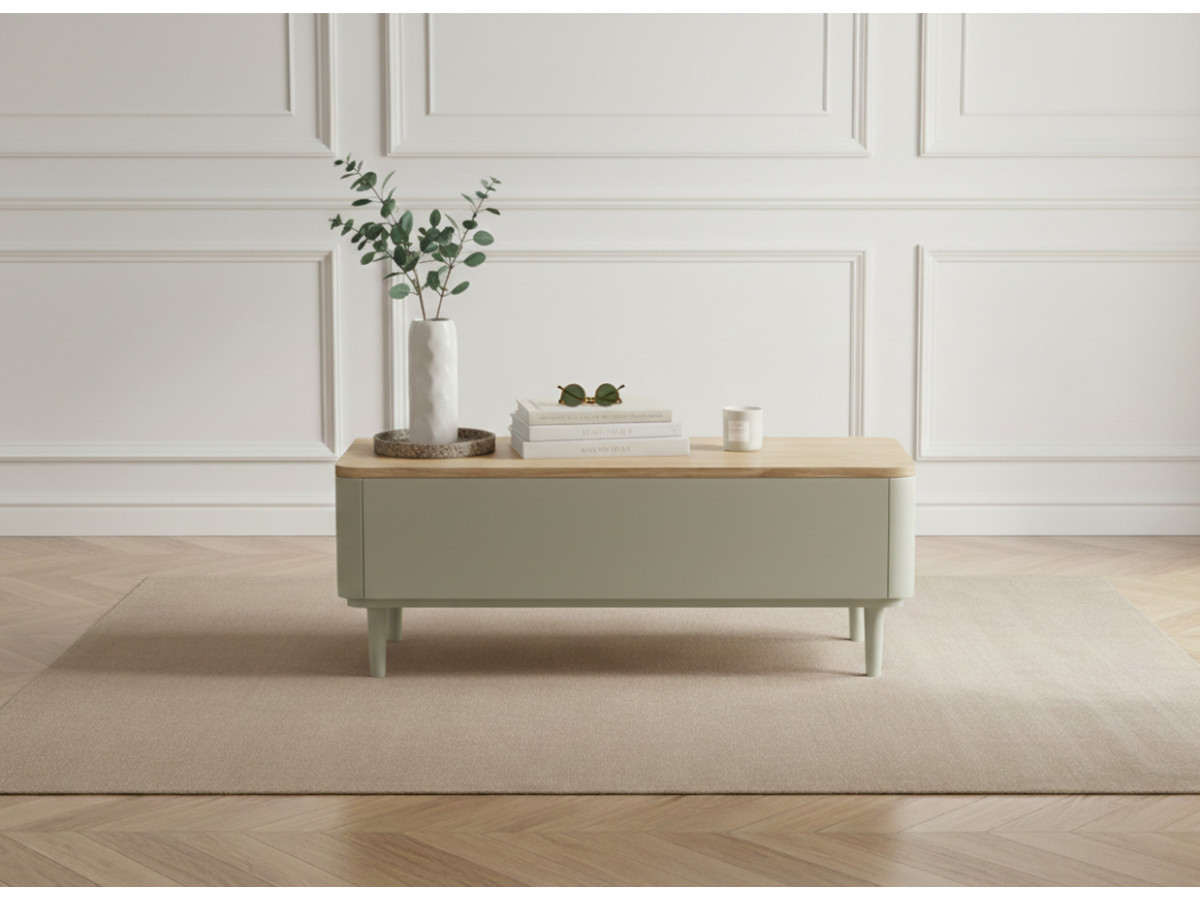 Ensemble ANYRA avec buffet 200 cm + meuble TV 200 cm + table basse avec tiroirs pieds en bois massif