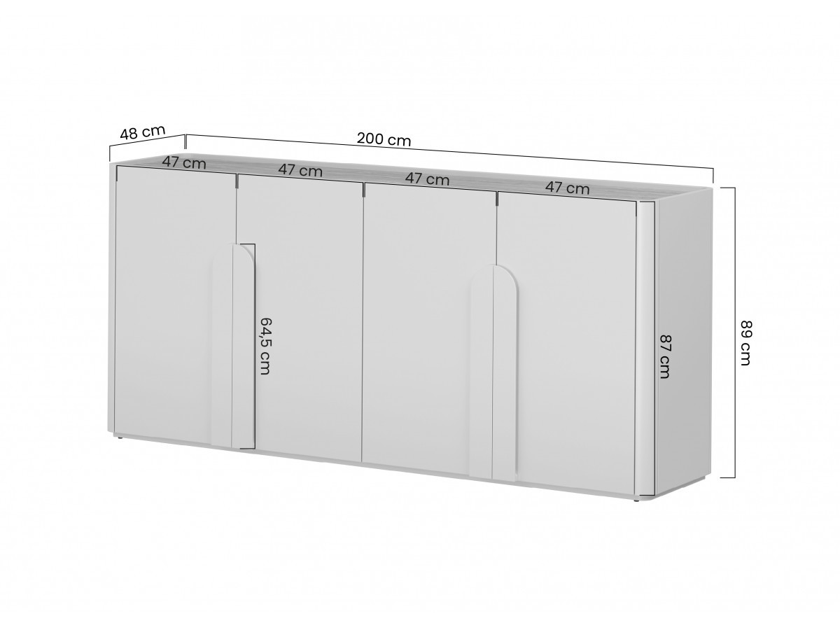 Ensemble ENYRA avec buffet 200 cm + meuble TV 2 tiroirs 200 cm