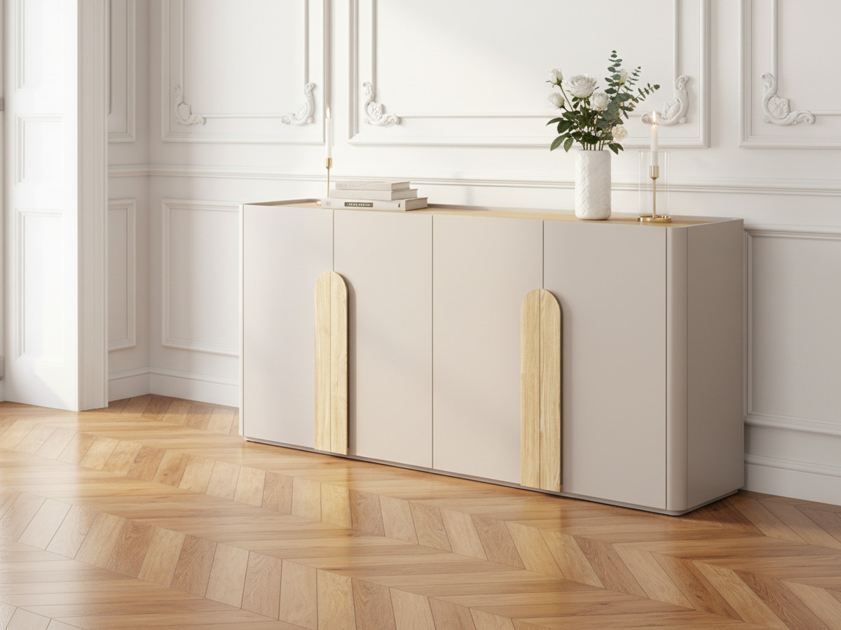 Ensemble ENYRA avec buffet 200 cm + meuble TV 2 tiroirs 200 cm beige — vue 6