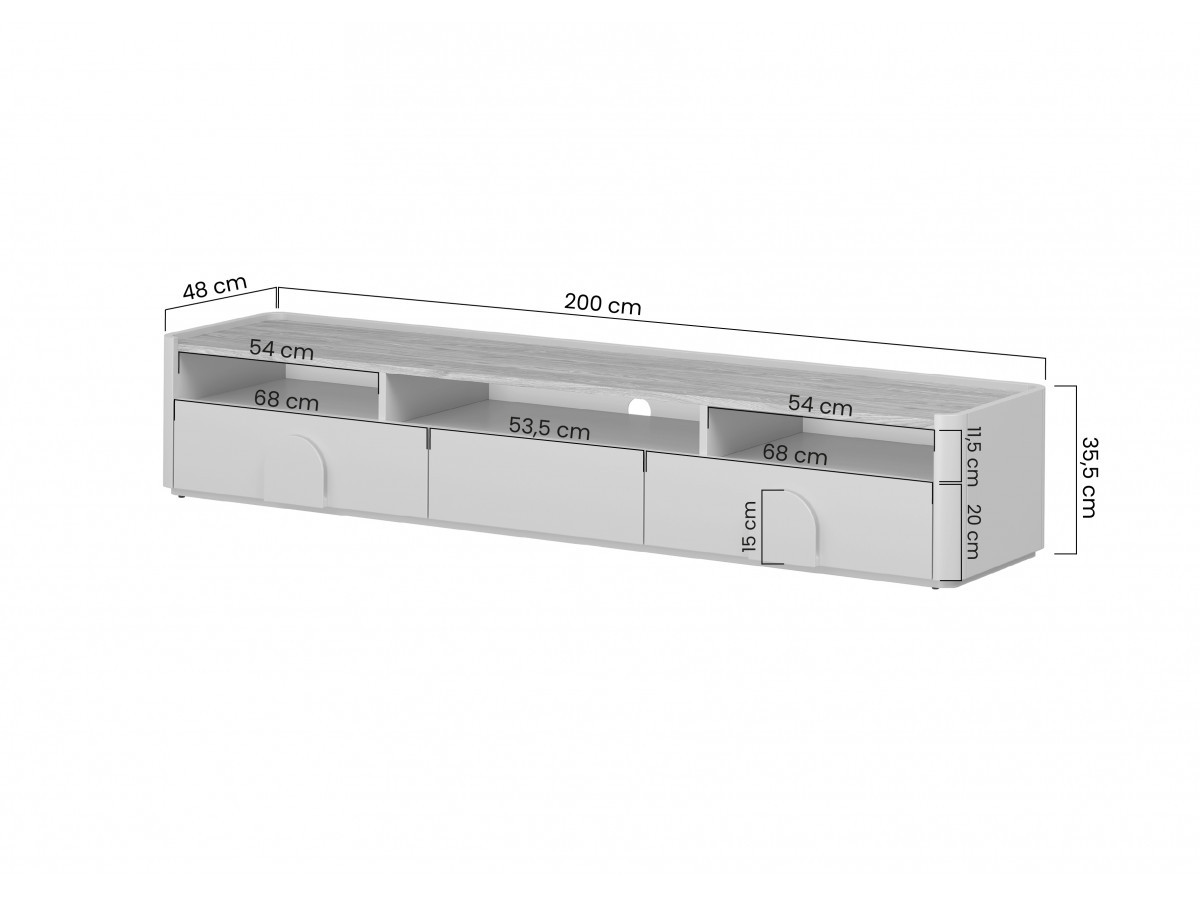 Ensemble ENYRA avec buffet 200 cm + meuble TV 2 tiroirs 200 cm