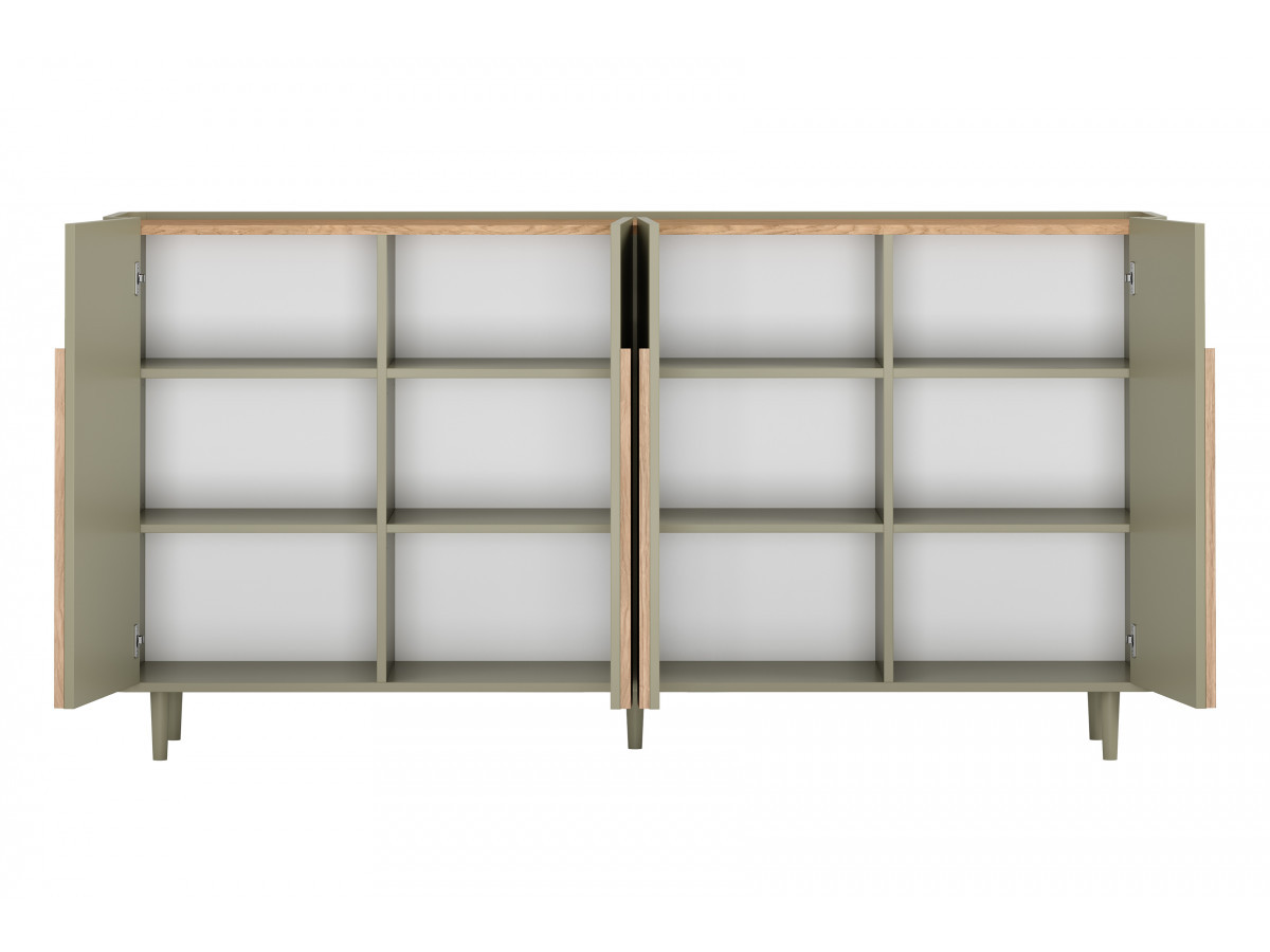 ENYRA set met dressoir van 200 cm + tv-meubel van 200 cm met 2 lades en massief houten poten