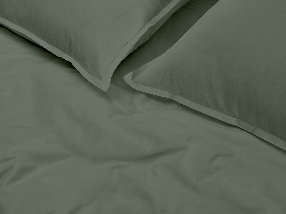 Parure en satin lavé NEMESIS vert 220x240 + 2x65x65 + — vue 6