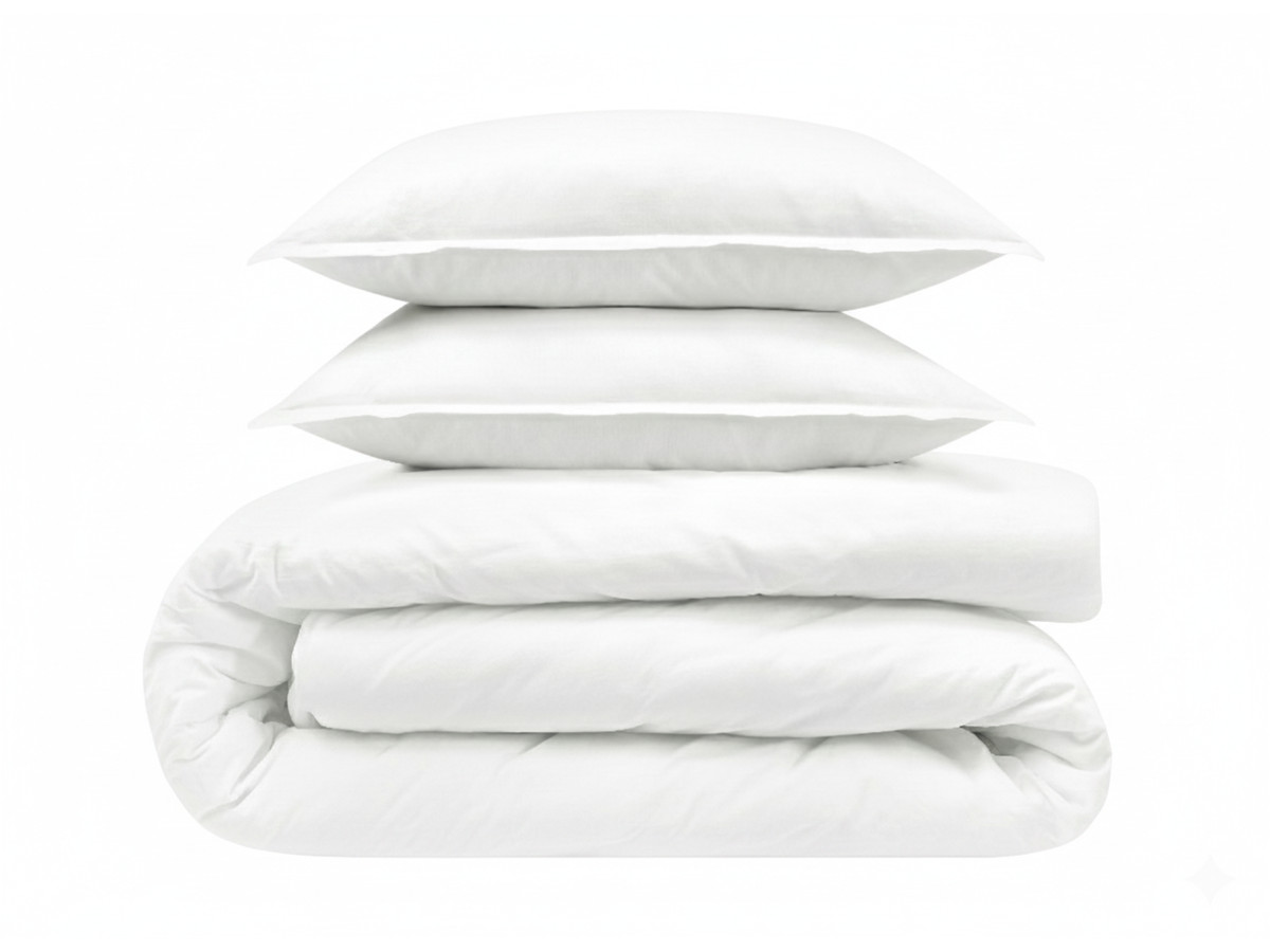 Parure en satin lavé NEMESIS blanc 220x240 +