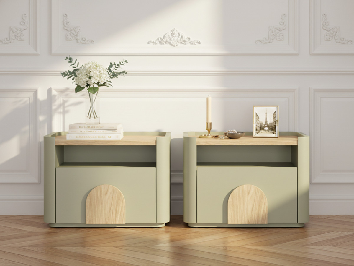 Lot de 2 tables de chevet 1 tiroir ENYRA vert