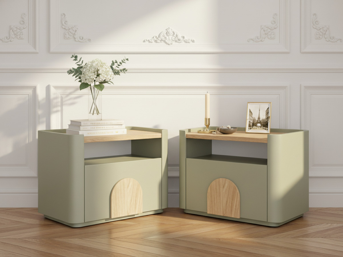 Lot de 2 tables de chevet 1 tiroir ENYRA vert — vue 4