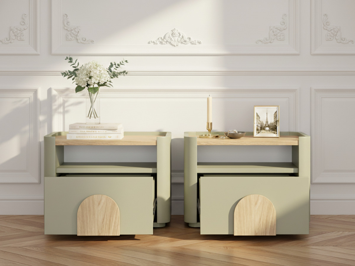 Lot de 2 tables de chevet 1 tiroir ENYRA vert — vue 5
