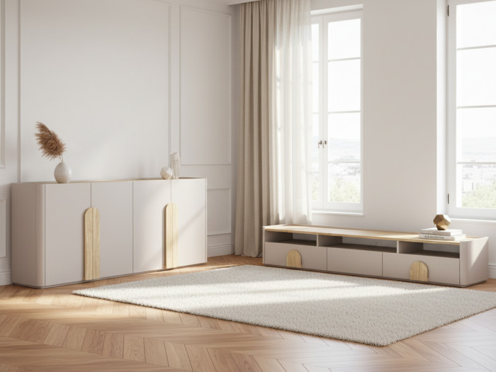 Ensemble ENYRA avec buffet 200 cm + meuble TV 2 tiroirs 200 cm