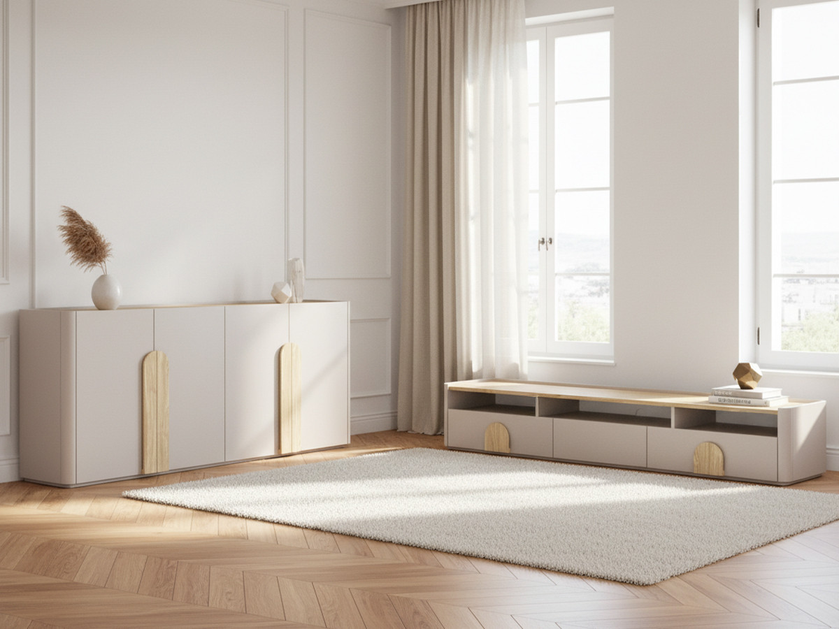 Ensemble ENYRA avec buffet 200 cm + meuble TV 2 tiroirs 200 cm