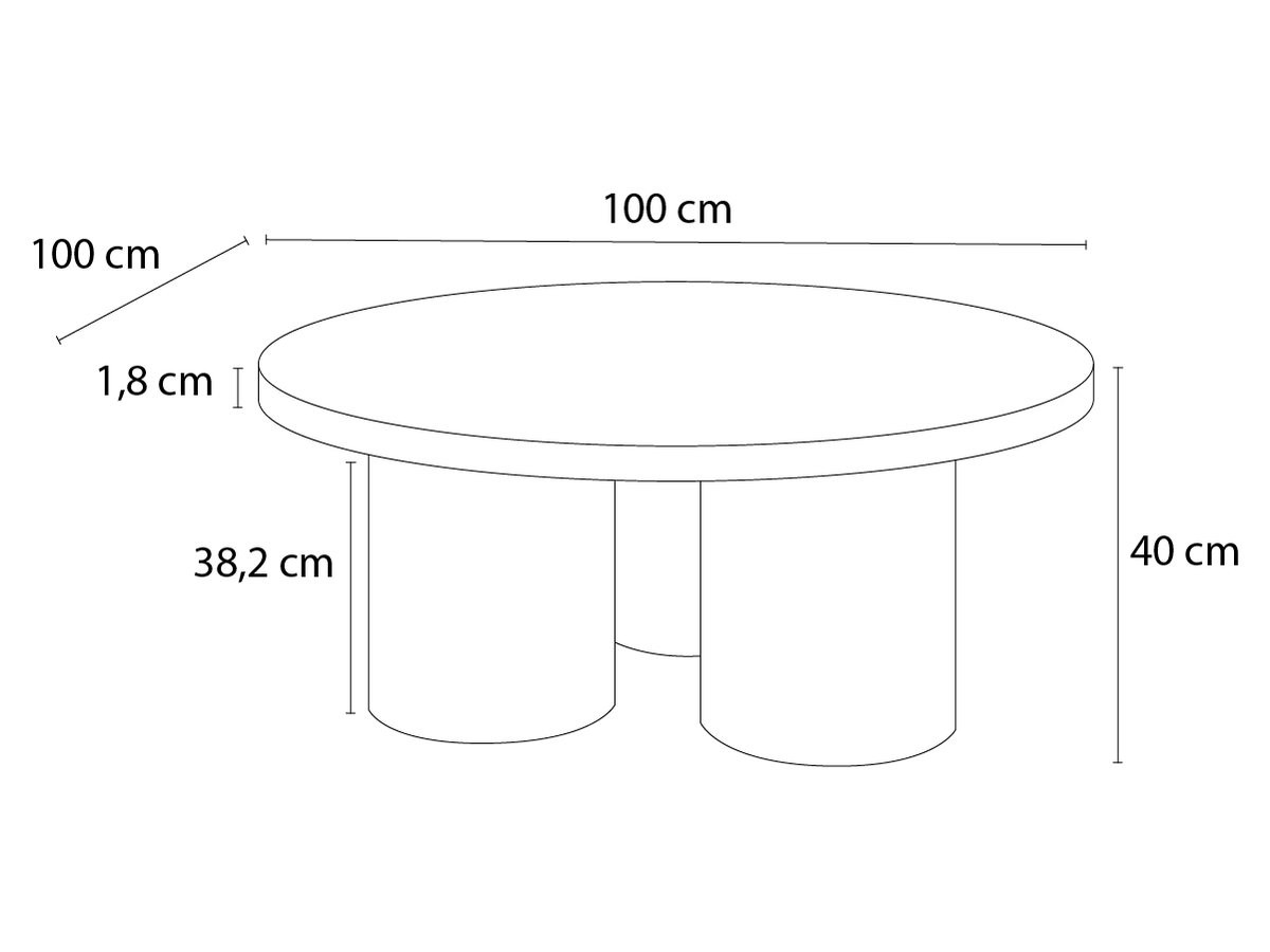 Ronde salontafel AMANZA, 100 cm diameter, massief eikenfineer.
