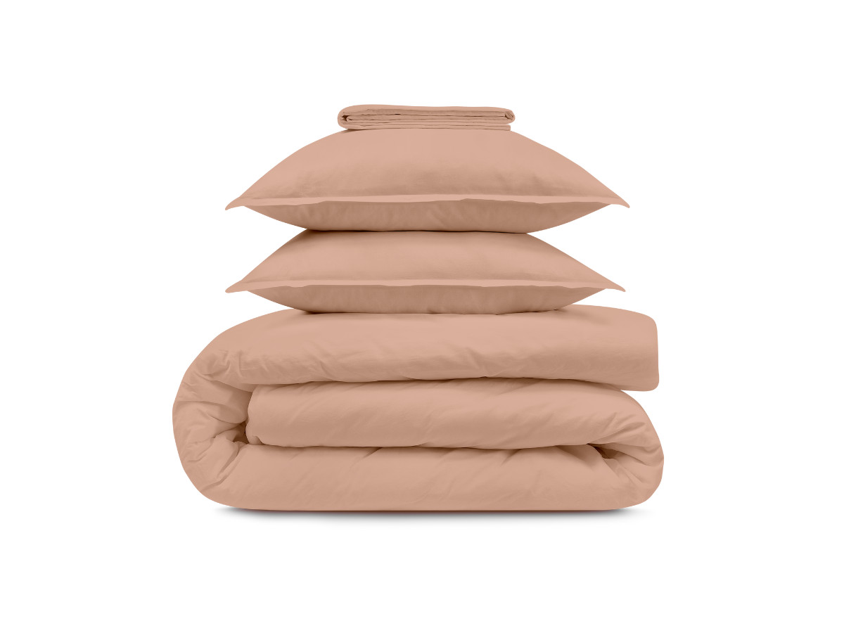 Parure en satin lavé NEMESIS rose 220x240 + 2x65x65 + 140x190  BOBOCHIC