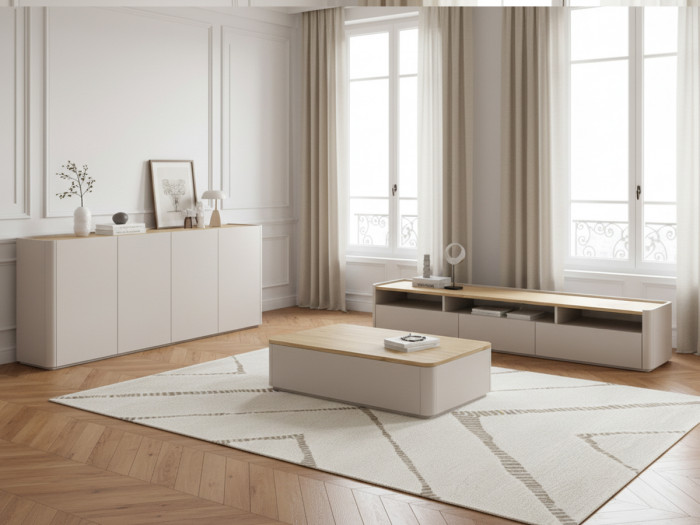 Ensemble ANYRA avec buffet 200 cm + meuble TV 200 cm + table basse avec tiroirs