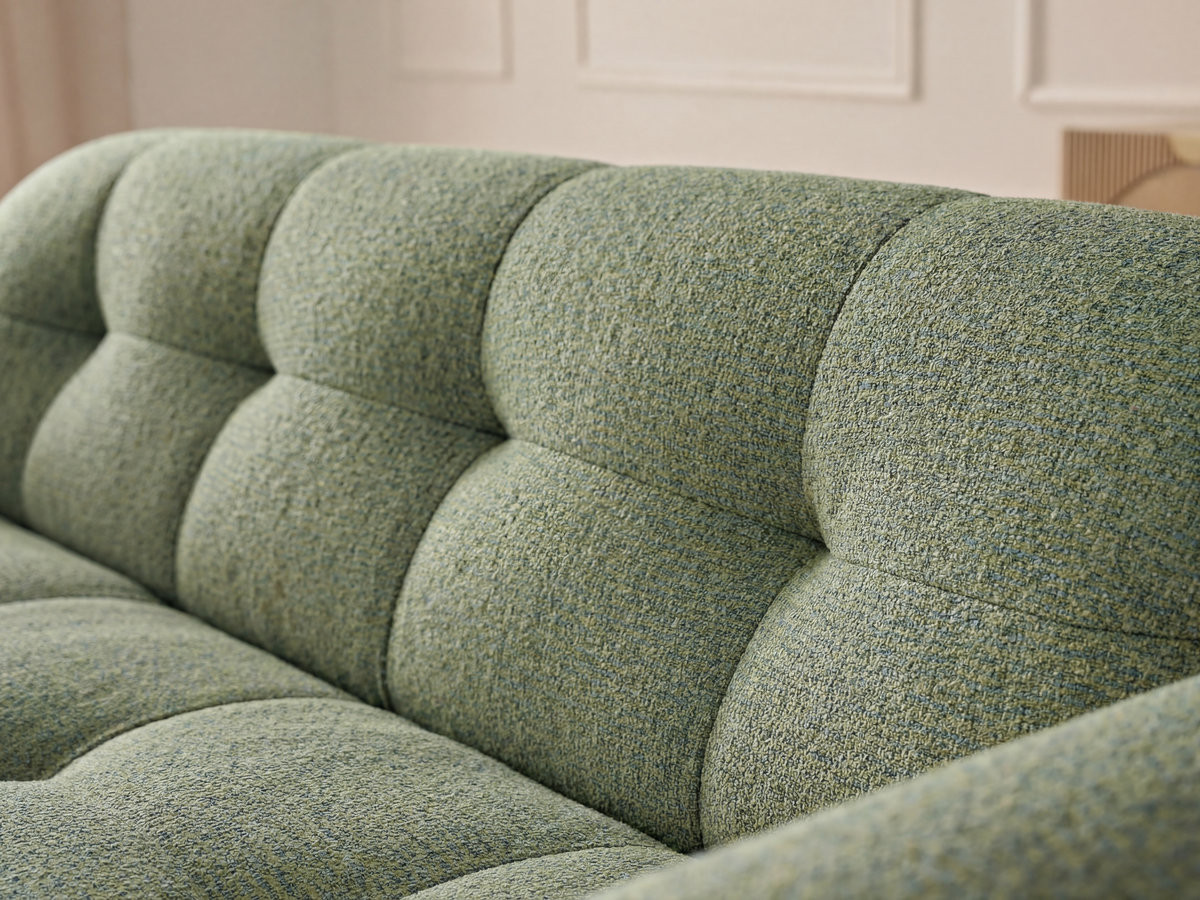 Canapé droit 3 places LAURA chiné avec grand pouf vert clair — vue 6