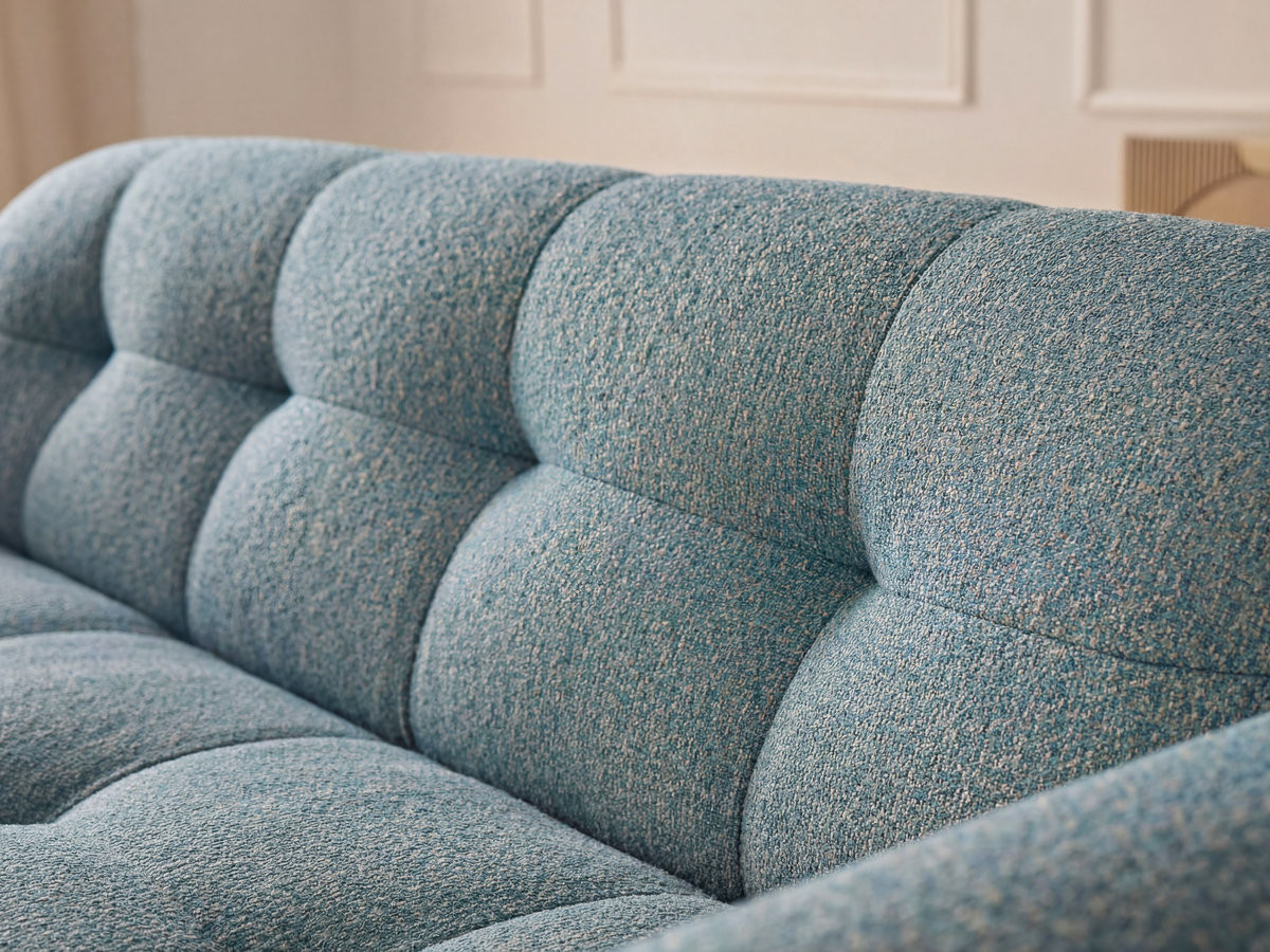 Canapé droit fixe 3 places LAURA tissu chiné avec grand pouf