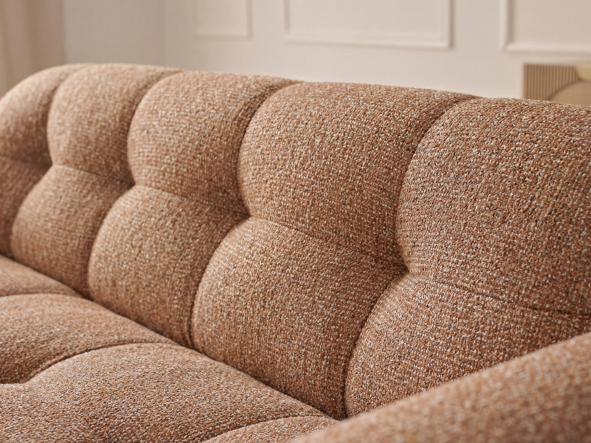 Canapé droit 3 places LAURA chiné avec petit pouf orange — vue 6