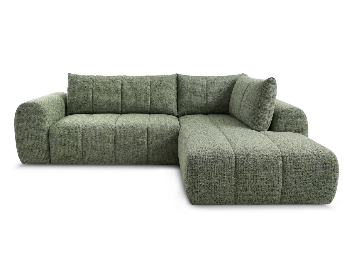 nesty vaste l-vormige hoekbank in gemêleerde stof gekleurd lichtgroen