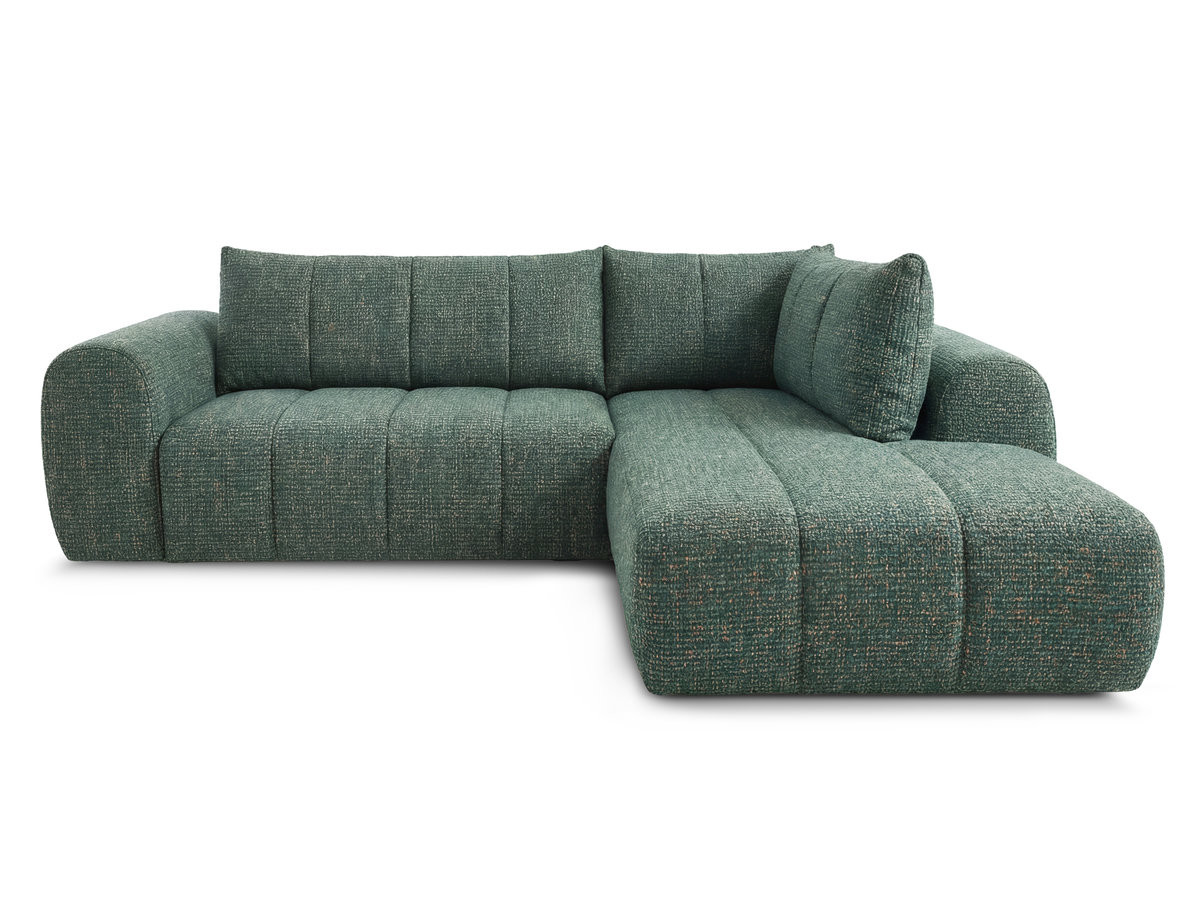 nesty vaste l-vormige hoekbank in gemêleerde stof gekleurd donkergroen