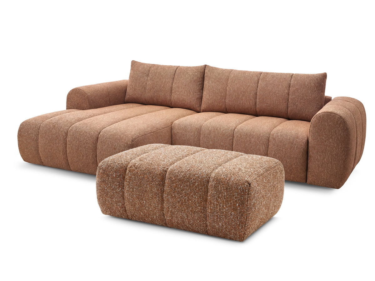 NESTY vaste hoekbank in gemêleerde stof met voetenbank