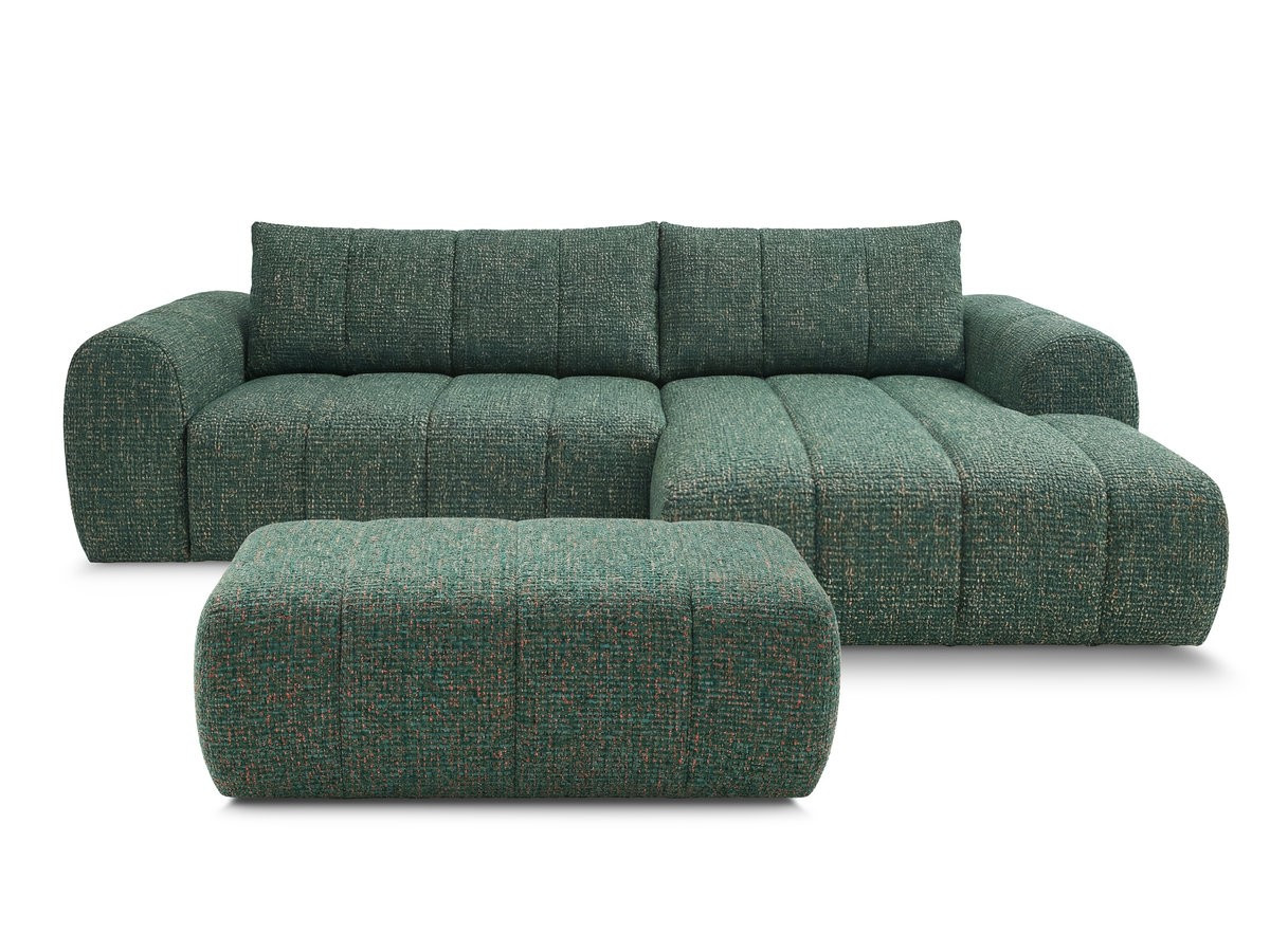 Canapé d'angle NESTY chiné avec pouf vert foncé — vue 3