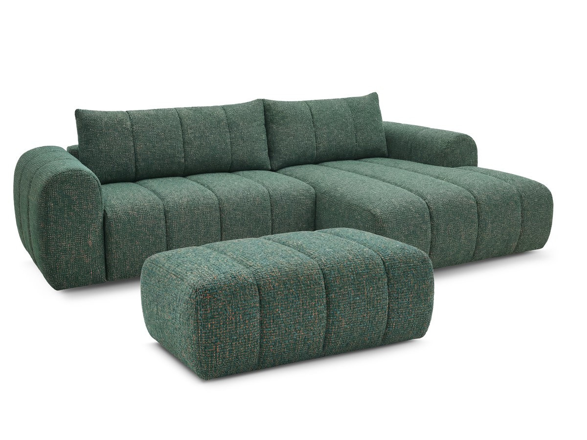 NESTY vaste hoekbank in gemêleerde stof met voetenbank