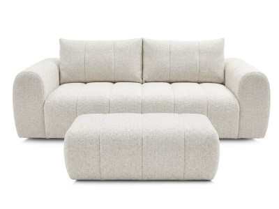Canapé droit fixe 3 places NESTY tissu chiné avec pouf