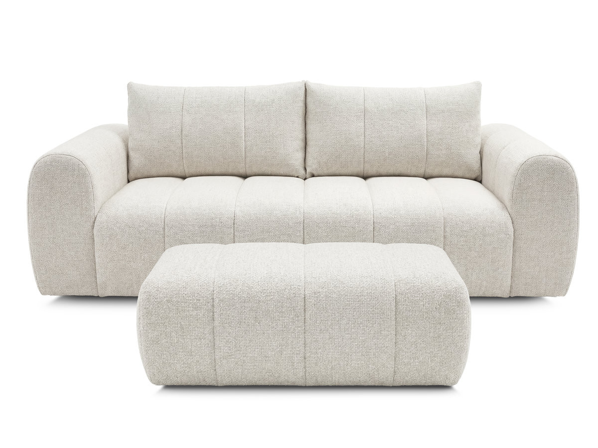 Canapé droit 3 places NESTY chiné avec pouf beige — vue 3