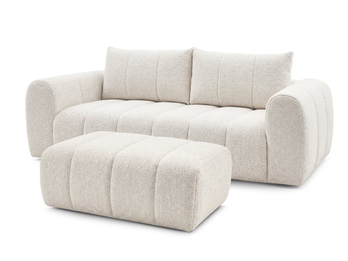 Canapé droit fixe 3 places NESTY tissu chiné avec pouf