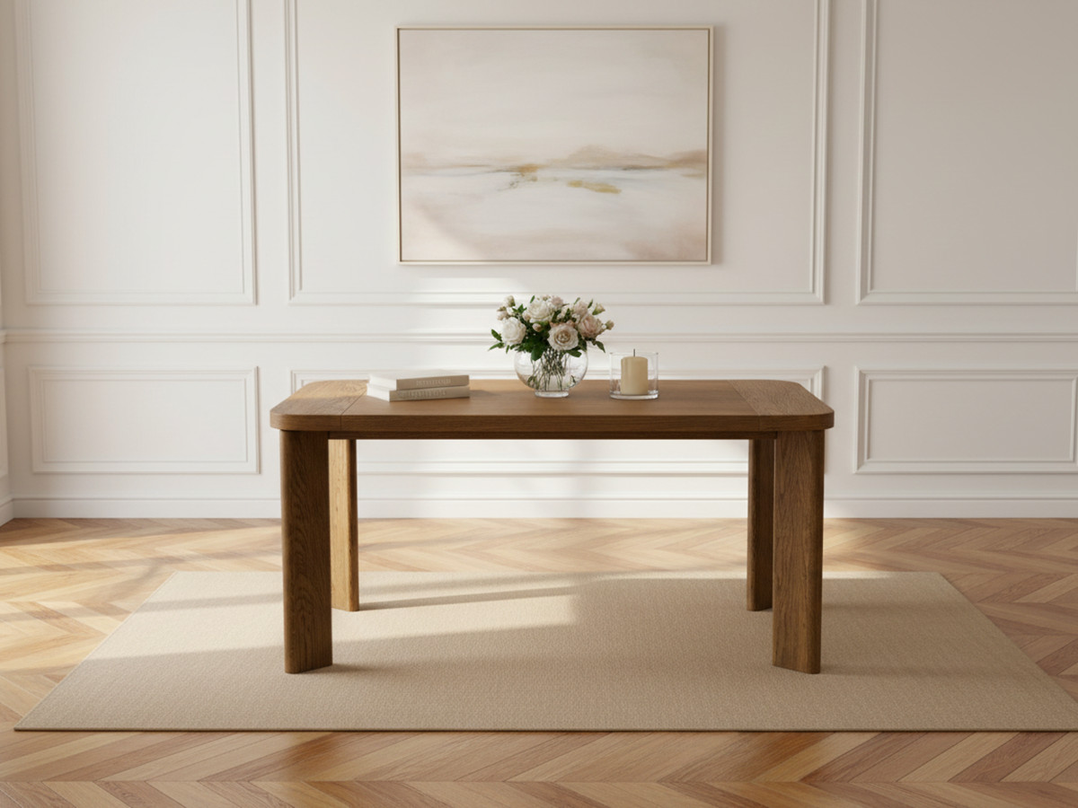 Table à manger extensible 150 à 210 cm LUMINY placage chêne massif