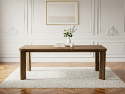 Ensemble LUMINY avec table à manger extensible 150 à 210 cm + chaises BASTIDE placage chêne massif