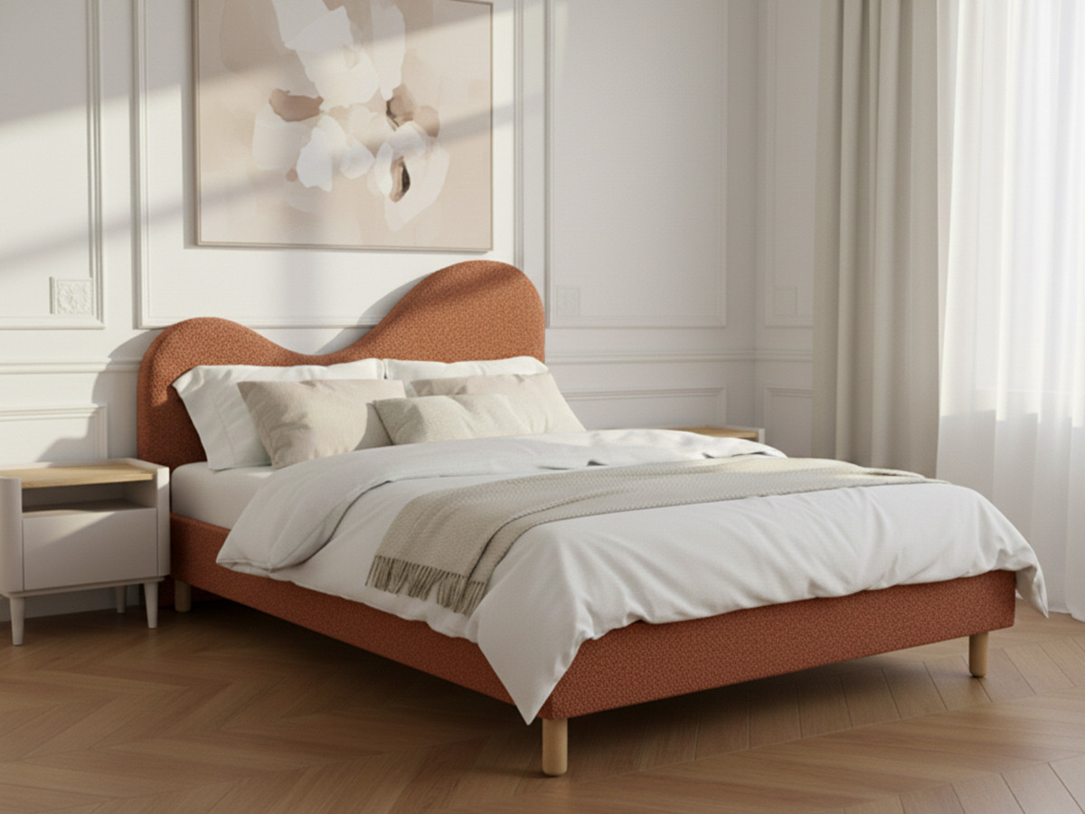 Lit CELINA bouclette avec lattes massives orange