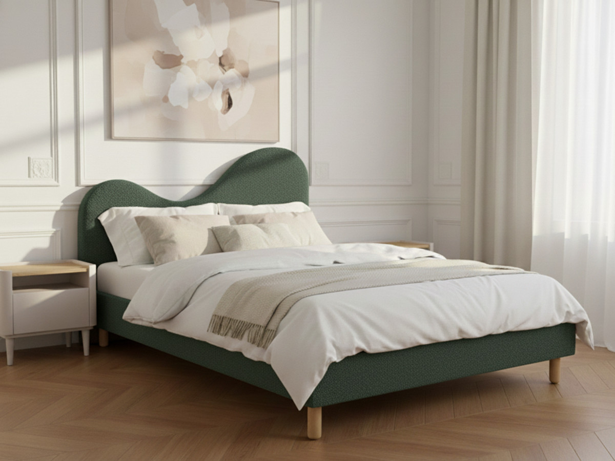 Lit CELINA bouclette avec lattes massives vert