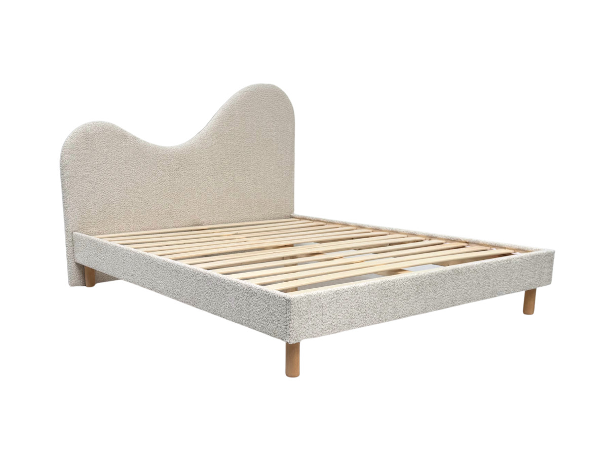 Lit CELINA bouclette avec lattes massives beige — vue 5