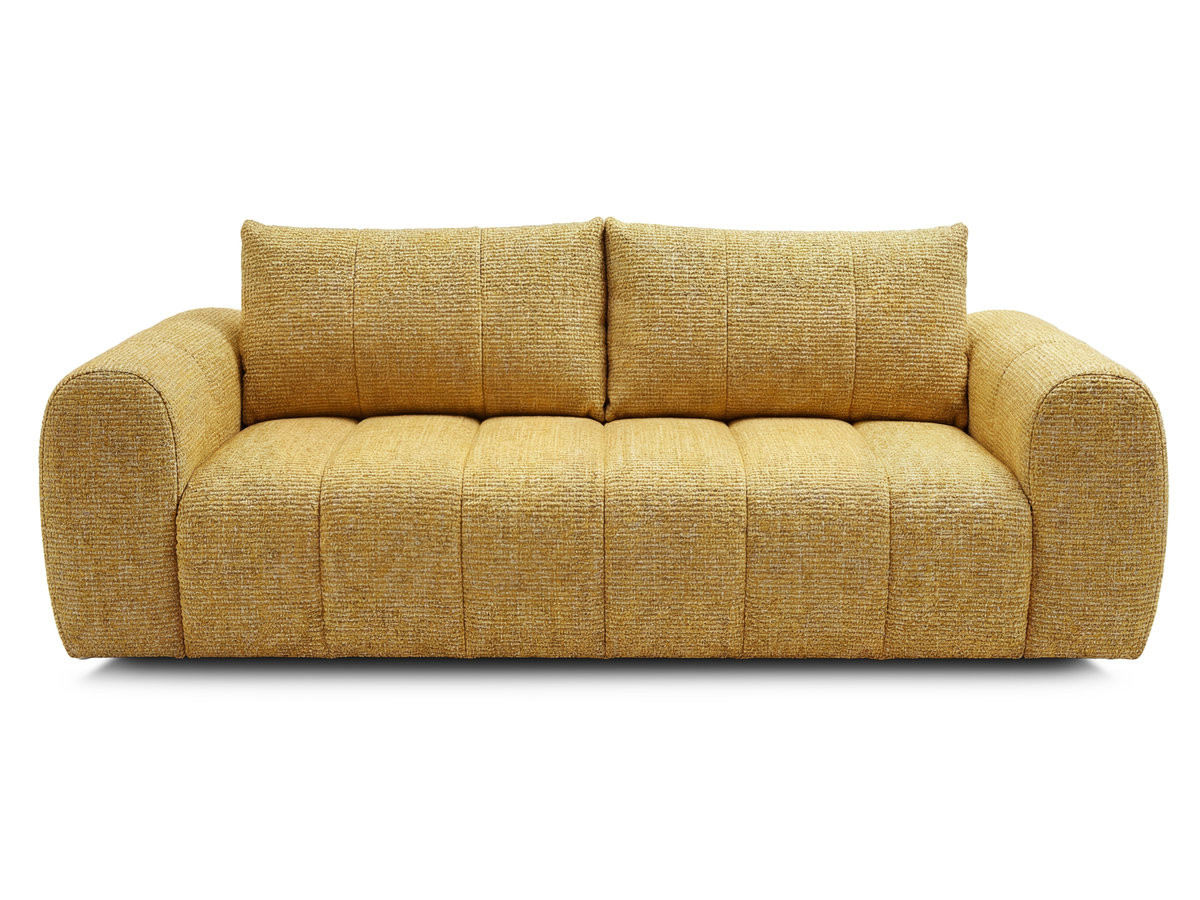 canapé droit fixe 3 places nesty tissu chiné de couleur jaune