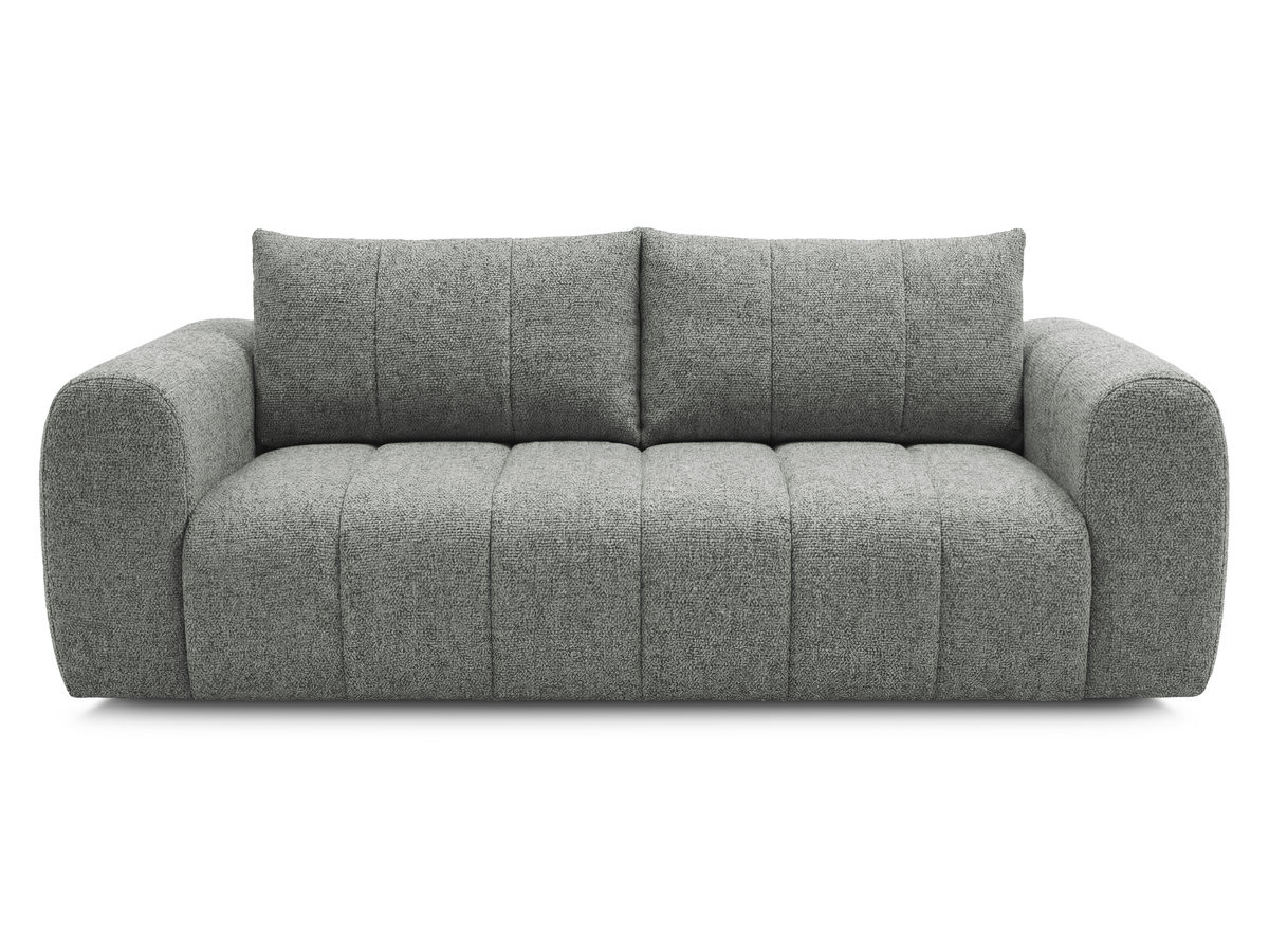 canapé droit fixe 3 places nesty tissu chiné de couleur gris foncé