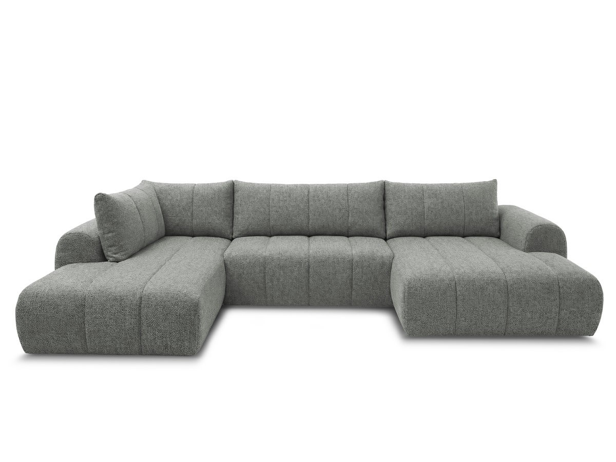 canapé panoramique fixe nesty tissu chiné de couleur gris foncé