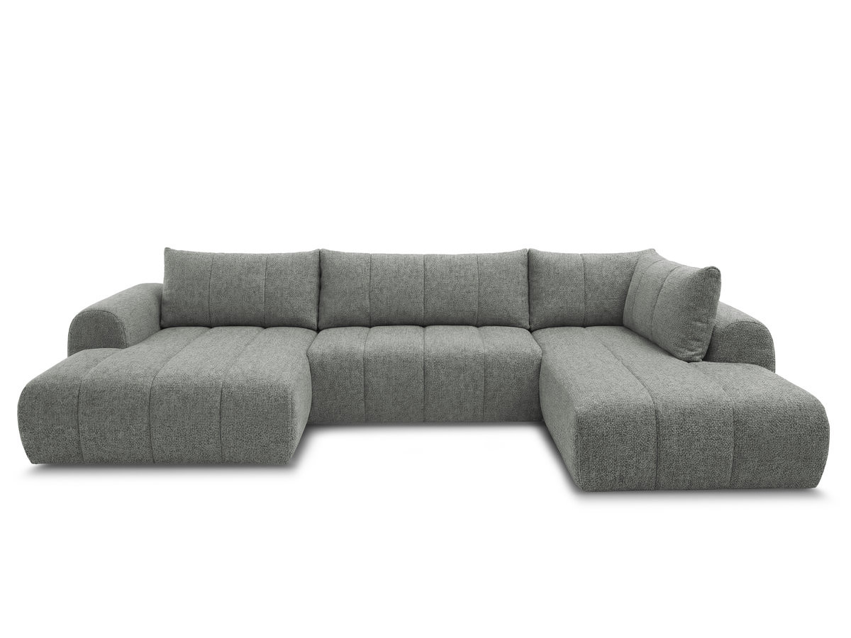canapé panoramique fixe nesty tissu chiné de couleur gris foncé