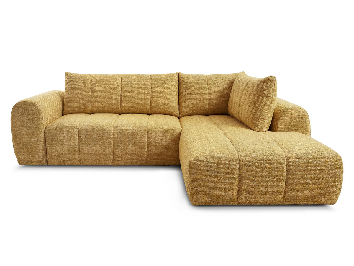 nesty vaste l-vormige hoekbank in gemêleerde stof gekleurd geel