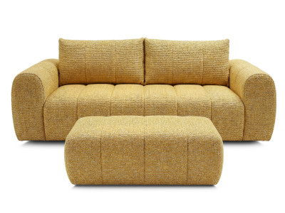 Canapé droit fixe 3 places NESTY tissu chiné avec pouf