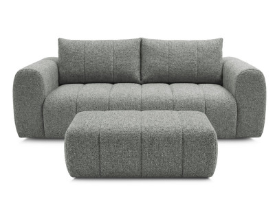 Canapé droit fixe 3 places NESTY tissu chiné avec pouf