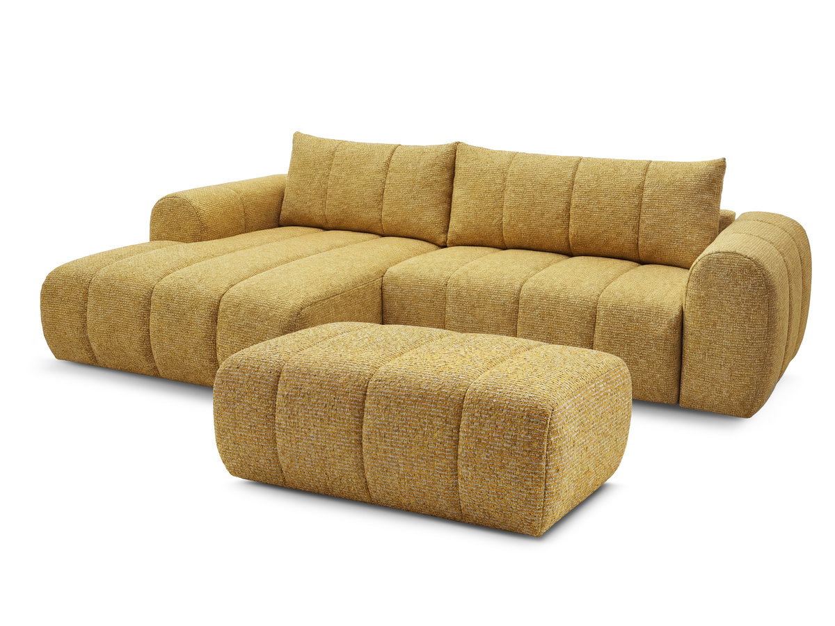 NESTY vaste hoekbank in gemêleerde stof met voetenbank