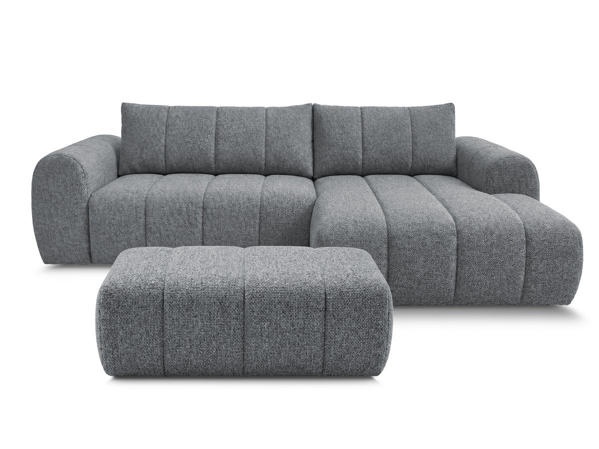 Canapé d'angle NESTY chiné avec pouf gris foncé — vue 3