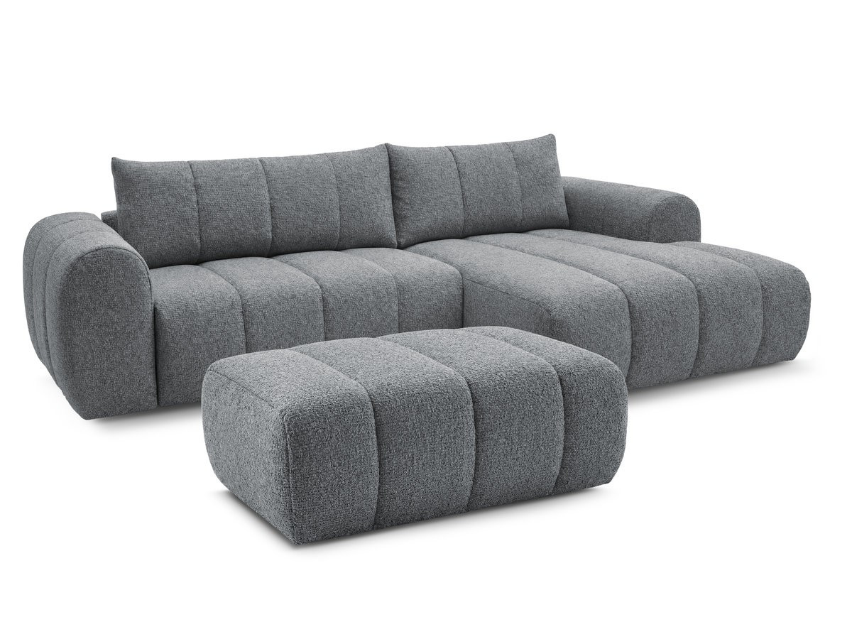 NESTY vaste hoekbank in gemêleerde stof met voetenbank