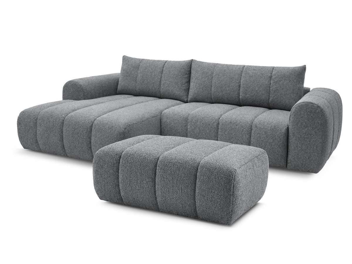 NESTY vaste hoekbank in gemêleerde stof met voetenbank