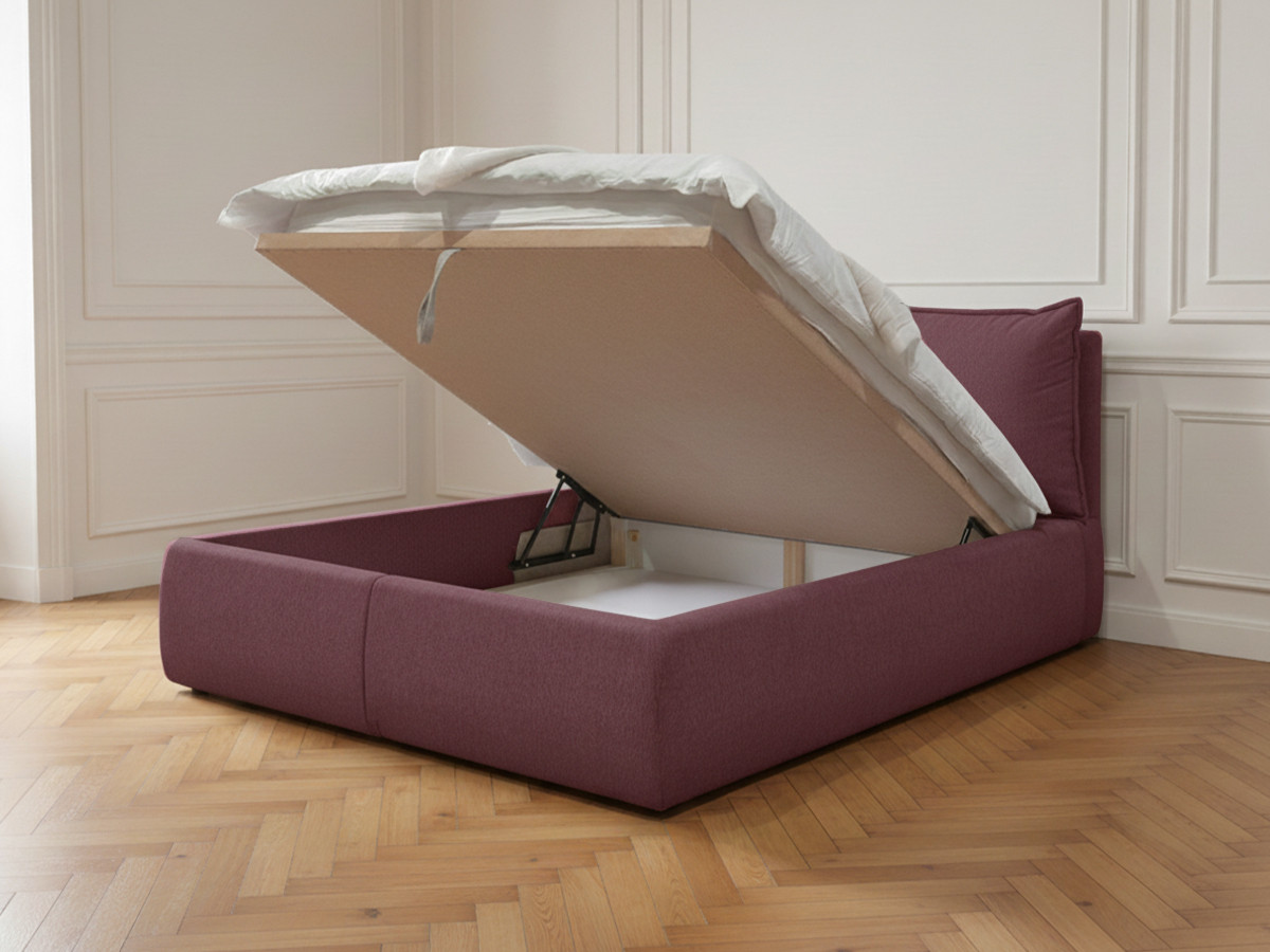 GARANCE opbergbed met hoofdbord met kusseneffect