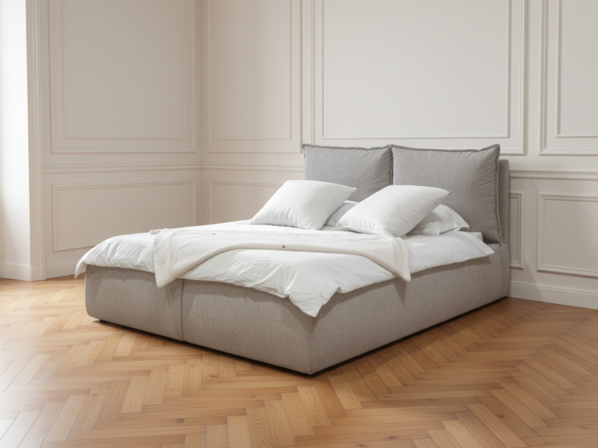 GARANCE opbergbed met hoofdbord met kusseneffect