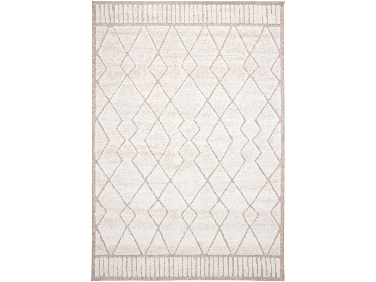 Tapis poil ras AGOSTO motif abstrait beige — vue 4