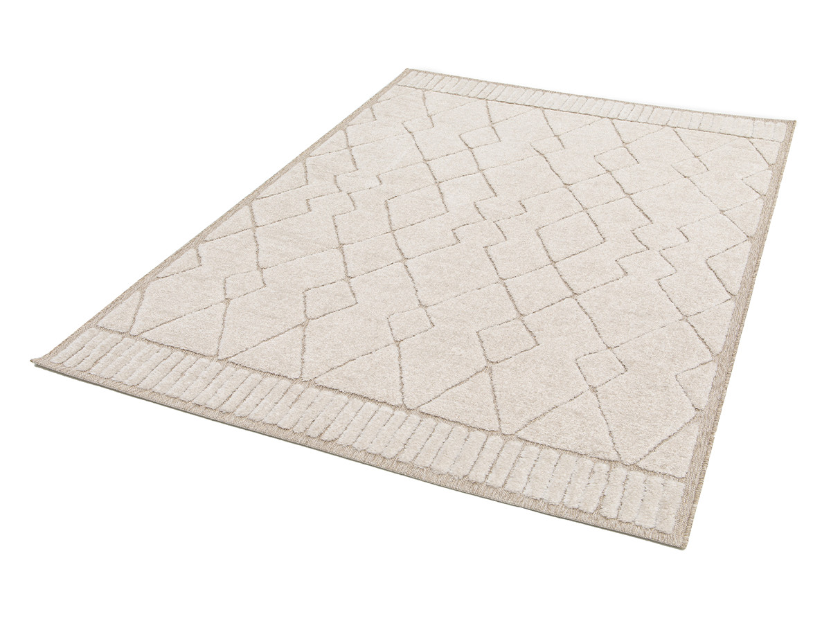 Tapis poil ras AGOSTO motif abstrait beige — vue 3
