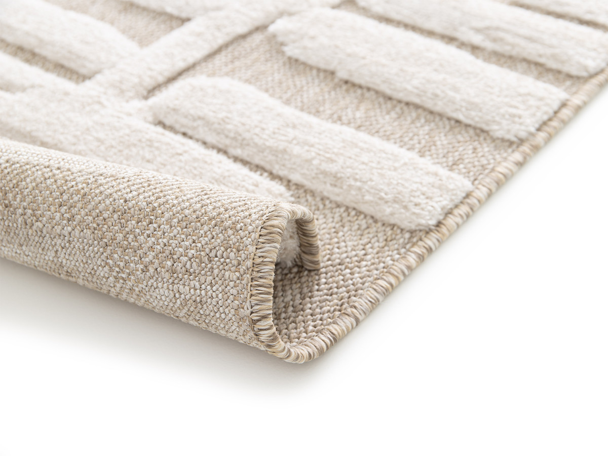 Tapis poil ras LENNON motif abstrait beige — vue 6