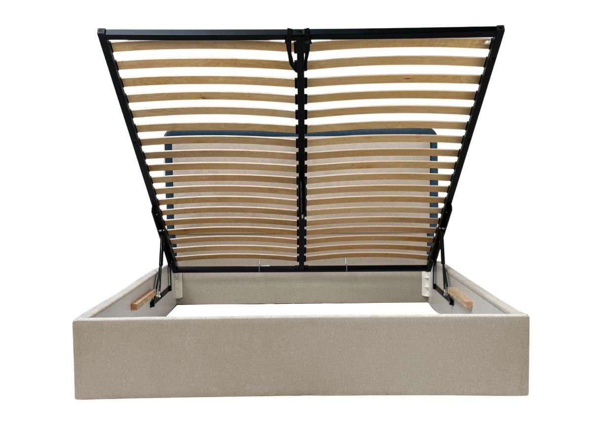 MARA opbergbed in tweekleurige, gestructureerde stof