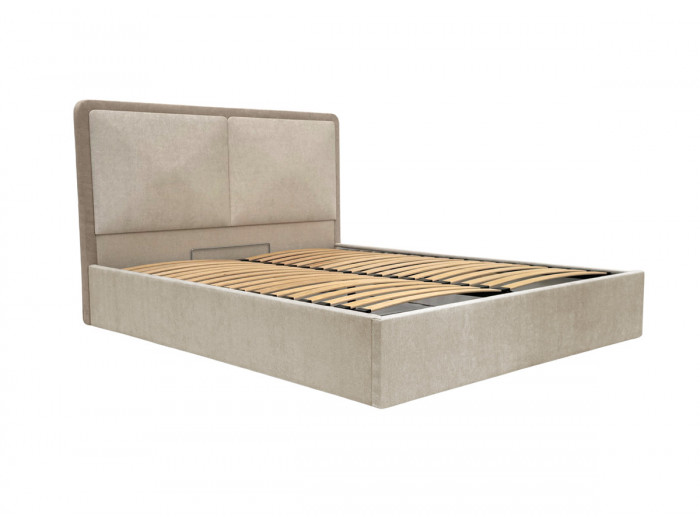 Lit coffre MARA tissu texturé bicolore